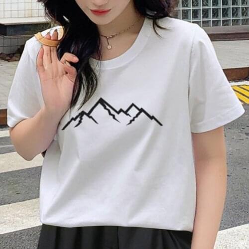 2021 Summer Harajuku T Shirts for Women Funny Print Peak Line O-neck Short Sleeve Streetwear Fashion Casual Women Clothing
