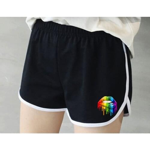 Womens Sexy Printed Shorts Oversized Fashion Streetwear Skinny Female HotPants Casual Loose Colorful Lip Pattern Femme Breeches