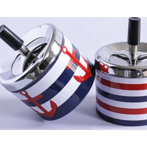 Tinplate Ashtray Portable Dining Table Round Rotating Cigarette Ash Tray Windproof Home Office Hotel Smoking Accessories Tray