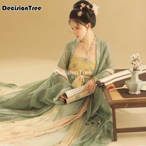 2021 traditional chinese year hanfu women fairy dress folk dance embroidery party stage performance princess ancient costumes