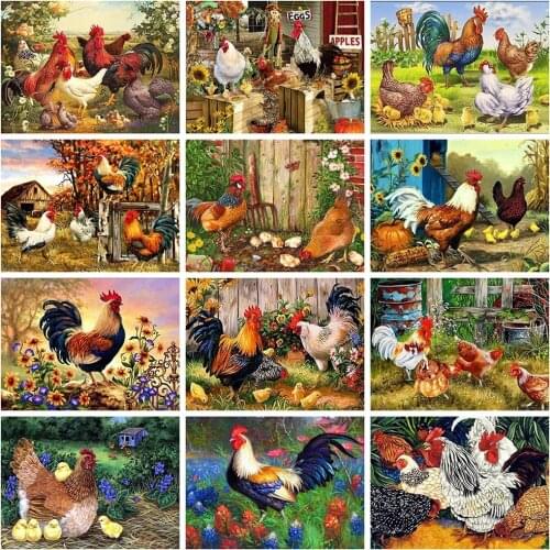 5D DIY Diamond Embroidery Animal Chicken Full Mosaic Farm Diamond Painting Handicraft Kits Home Decoration