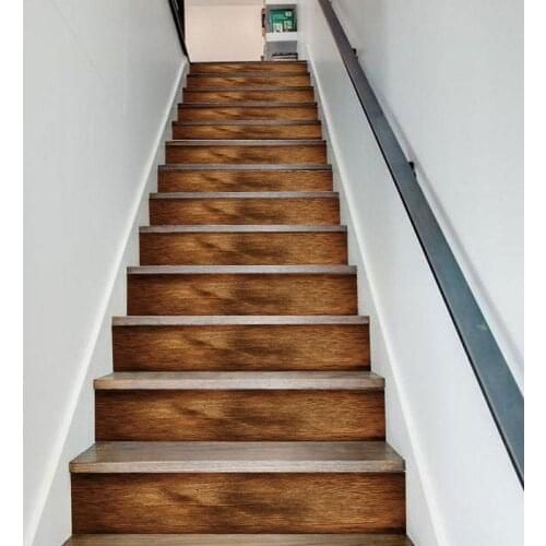 6/13PCS Removable Stairs Sticker Step Wood Self-Adhesive PVC Stair Wallpaper Decal Vinyl Stairway Home Decoration