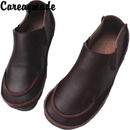 Careaymade-Autumn New round Head Wipe Color Hand-Sewn Elastic Belt Comfortable and Versatile Set Foot Pedal Womens Shoes