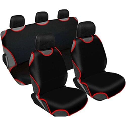 Easy Fit Front Rear Auto Athlete Seat Cover + 5 Hood (black)
