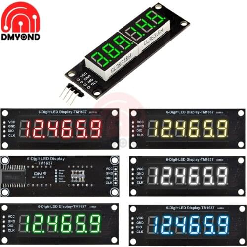 New TM1637 6-digit Digital LED 0.36 Inch Display Tube Decimal 7 Segments Clock Double Dots Module For Arduino VCC GND DIO CLK 5V