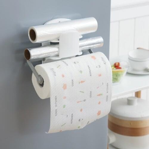 Kitchen Toilet Paper Tissue Roll Holder Towel Storage Hanger Wall Mounted resh Keeping Film Organizer Bathroom Rack Stand Shelf