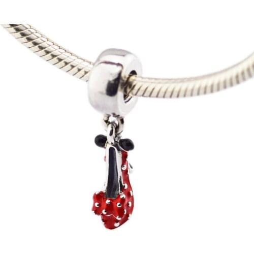 Girl Mouse Shoe Charm Fits European Woman DIY Bracelets original sterling silver Beads For Jewelry Making