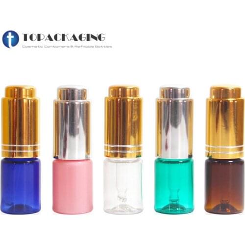 100PCS*5ML Dropper Bottle Clear Plastic Serum Makeup Packing Empty Cosmetic Container Essential Oil Refillable Liquid Sample