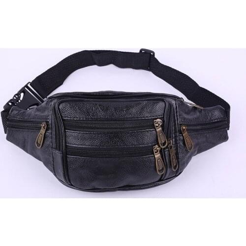Foreign Trade Hot Mens Pockets Multi-Function Sports Waist Pack Outdoor Zhen Pi Bao Chest Bag Cross-Border Factory