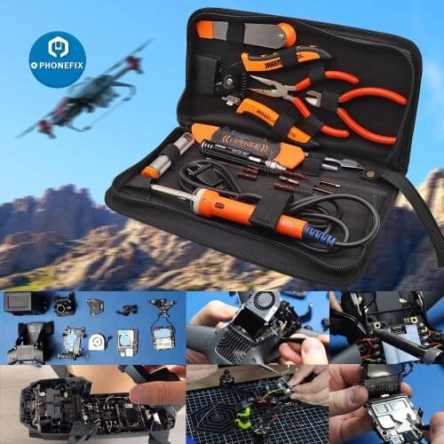 JM-P14 15 In 1 Complete RC Tool Bag Electric Soldering Iron Screwdriver for UAV Glider Model Car Parrot Drone DJI Mini Repair