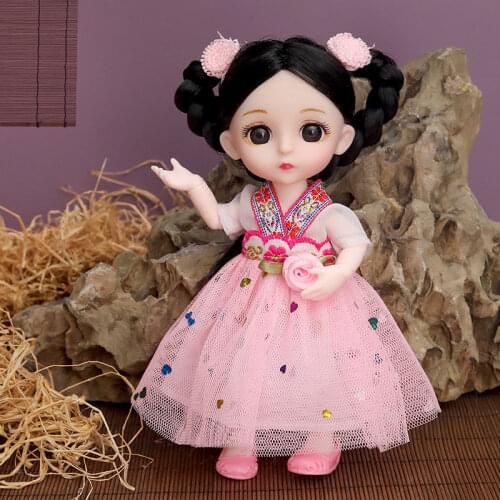 1/8 Bjd Doll with Clothe 6inch Cute 16cm Baby Dolls 13 Joints Movable Children Dress Up Toys Diys Toys for Girls