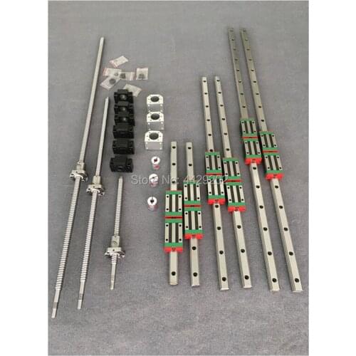 6 set Square Linear guide rail HGR20 - 400/860/1240mm + SFU1605 - 350/800/1120/1120mm ballscrew + BK BF12 CNC parts