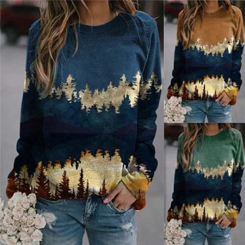 Autumn Winter new style explosive long-sleeved printing casual loose pullover round neck European and American sweater