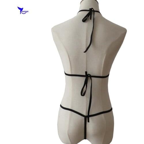 Open Crotch Women Extreme Sexy G-string Micro Bikini Transparent Erotic Lingerie Swimwear Set Sunbathing Beach Wear Bathing Suit