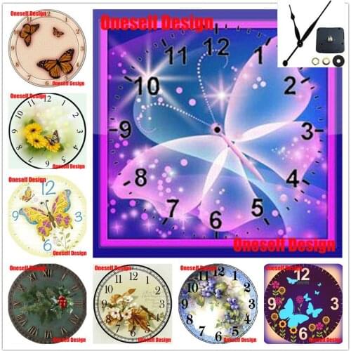 Great clock 5d diamond painting clock flower 5d diamond embroidery sale clock butterfly 5d diamond mosaic sale clock home decor