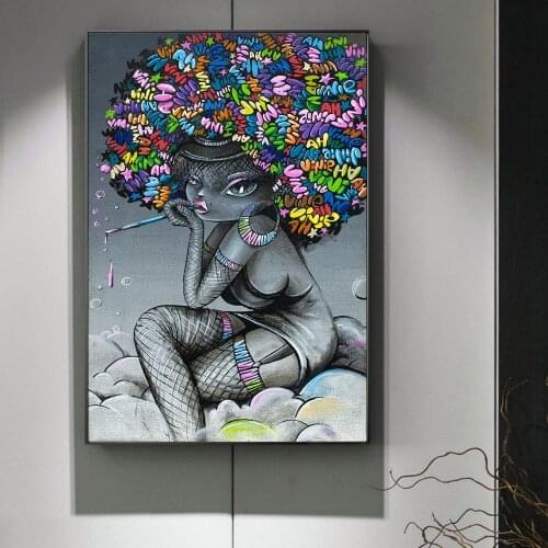 Modern Street Art Print On Canvas Black Girl Graffiti Art Paintings On The Wall Posters And Prints Pop Art Pictures Home Decor