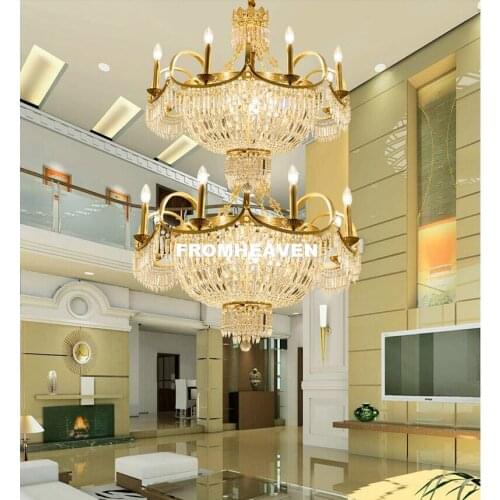 Modern Bronze Pendant Lamp D76cm H150cm Chandelier Modern E14 Crystal Chandelier / Lights / Lighting Fixture AC 100% Guaranteed