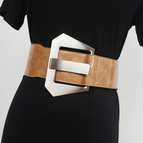 Vintage Belt Women Irregular Big Wide Triangle Metal Buckle Waist Belt Adjustable Waistband Femme Cinturon Dress Belt Strap 2021