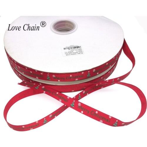 Roll Woven Tapes Wholesale Custom Print Christmas Holiday Festival Logo Grosgrain Ribbon for Package Christmas Ribbons
