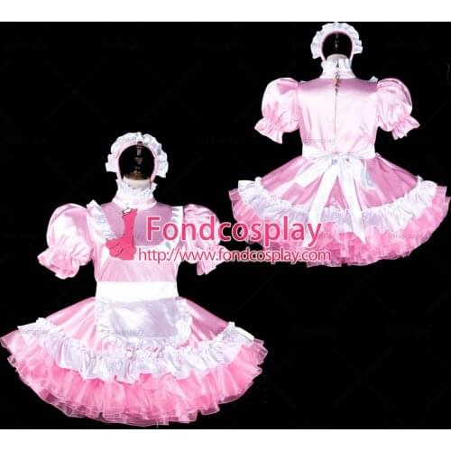 Sissy maid satin dress lockable Uniform cosplay costume Tailor-made[G2315]