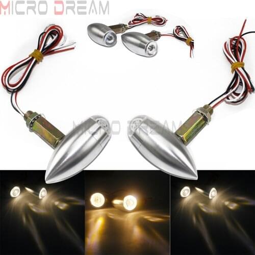 Silver Indicator 2 in 1 LED Turn Signal Universal 12v Flashing Blinker For Harley Cafe Racer Kawasaki Cruisers DRL Running Light