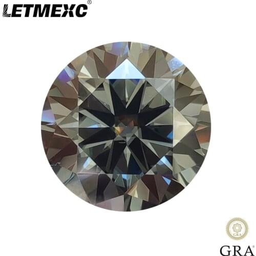 Letmexc Loose Gray Moissanite Gemstone VVS1 Excellent Diamond Cut 1ct 2ct with GRA Certificate