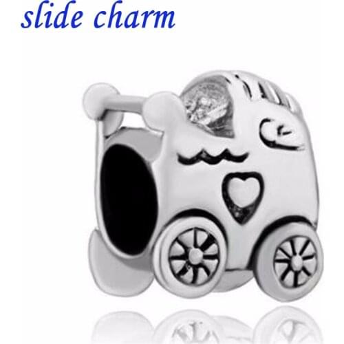 Slide charm Free shipping Child Charm Baby Carrier Beadss fit Pandora bracelet