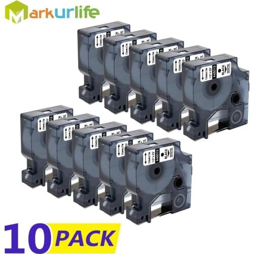 10PCS 12mm replacement label Self-Adhesive D1 Tape A45013(S072053) for Dymo LabelManager Printer 12mm (1/2") x 7m black on White