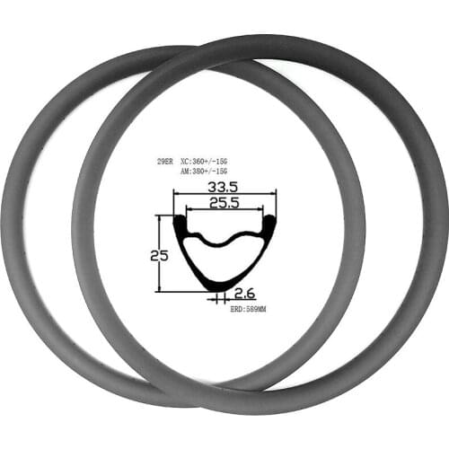 Carbon mtb rim 29er Asymmetry V 33.5x25mm disc mtb rims 360g XC tubeless tape mtb disc rim ERD 589mm mountain disc bike rims
