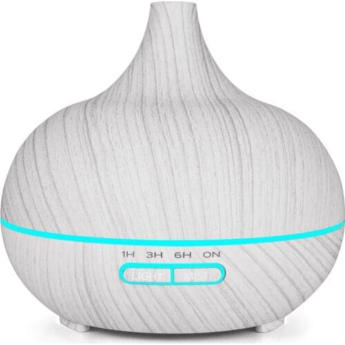 400Ml Ultrasonic Electric Air Humidifier Aroma Oil Diffuser White Wood Grain 7 Colors Led Lights for Home