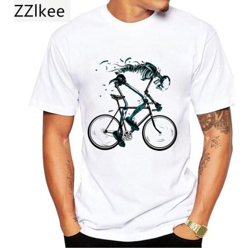 Hip Hop Vintage Funny Worn Out Is A T-Shirt Summer Fashion Men T-shirt Cool Old Bicycle and Skull Design Punk Top Boy White Tees