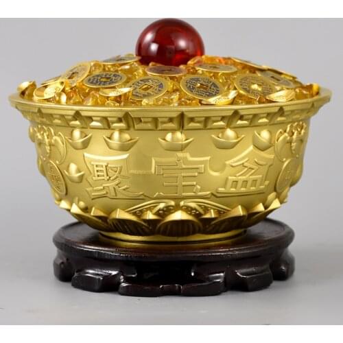 Southeast Asia HOME Exorcise evil spirits talisman Company SHOP Recruit money GOOD LUCK Crystal FENG SHUI Copper treasure bowl