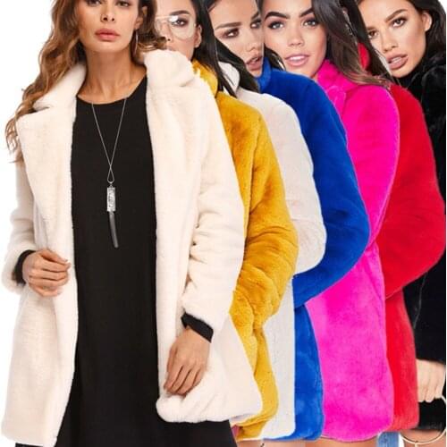 Woman Multicolor Faux Fur Long Coats Imitated Mink Coats High Street Winter Warm Outwear Lady Fashion Street Fur Wear