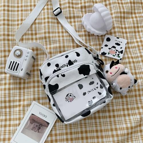 Hot Sale Cow Print Small Square Bag Canvas Crossbody Bag For Women Leisure Messenger Bag Womens Shoulder Bag Mobile Phone Purse