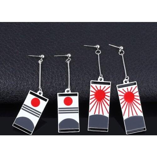 1 Pair Demon Slayer Kimetsu no Yaiba Kamado Tanjirou Alloy Dangle Earrings Cosplay Jewelry Accessories