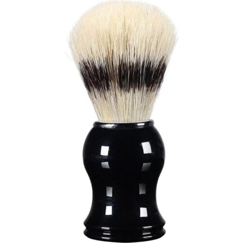 1Pc Mens Shaving Brush Boar Bristle Hair Straight Razor Shave Barber Face Cleaning Black Resin Handle Salon Tool Classic Gift
