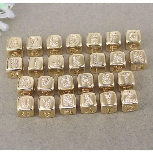 10pcs 8x8mm CZ Letter Beads,Cube Beads,Zircon Letter beads,Micro Pave Cube Letter Beads For Making Jewelry