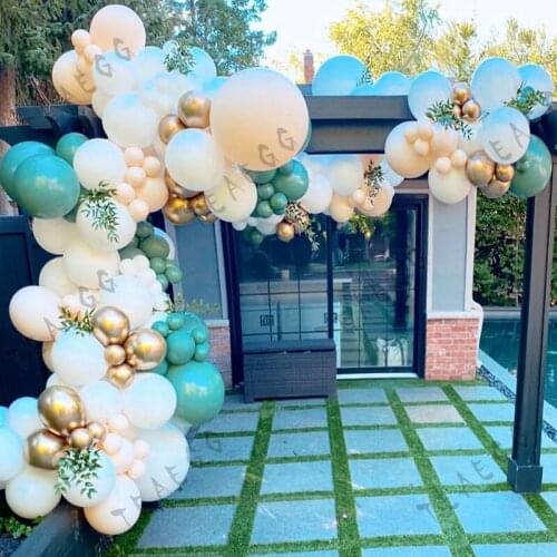 149pcs Chorme Gold Balloons Garland Arch Kit Retro Green White Globos Baby Birthday Valentine Wedding Party Decors Supplies Boy