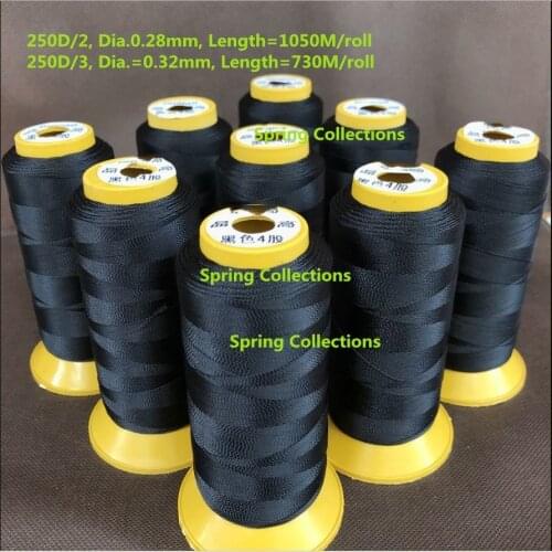 2pcs 250D/2,250D/3 High Strength Black/White Dia.0.28/0.32mm 100% Polyester Sewing Thread For Leather Sofa Jeans Canvas