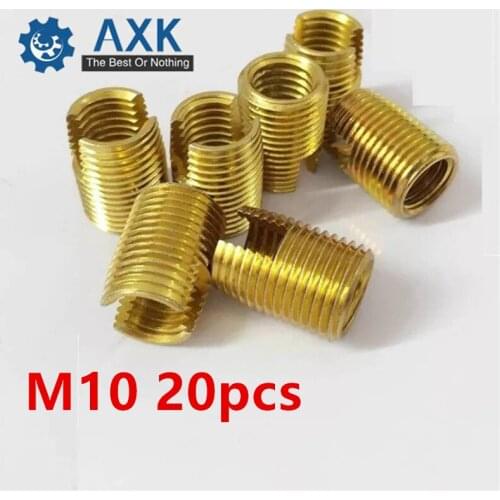 20pcs M10 Self Tapping Thread Insert Screw Bushing M10*M14*18mm 302 Slotted Type Wire Thread Repair Insert Steel With Zinc