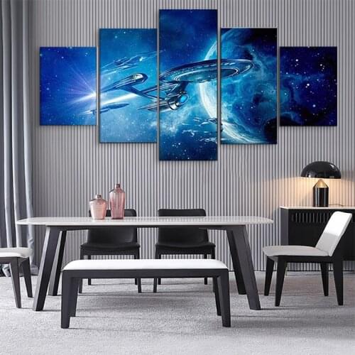 Canvas Wall Art for Living Room 5 Piece Paintings Star Trek Star Ship Enterprise Pictures Modern Artwork Home Decor Posters Prin