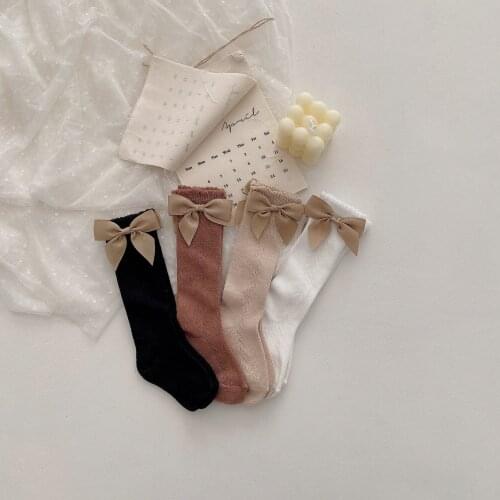 7870 Baby Socks Summer New 2021 Spanish Style Children Socks Bow Tie Girls Socks 1-6T Boys Socks All Match Kids Socks 4Pairs/Set