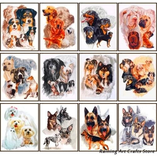 Full Round Round Drill 5D Diy Diamond Painting Animal Dog Embroidery Cross Stitch Kits Mosaic Pictures Home Decoration Gifts