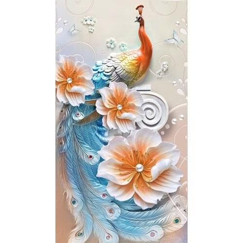 5D DIY Relief Peacock flower Diamond Painting Animal Floral Full diamond Drill Nouveaute Mosaic Embroidery Cross Stitch hom