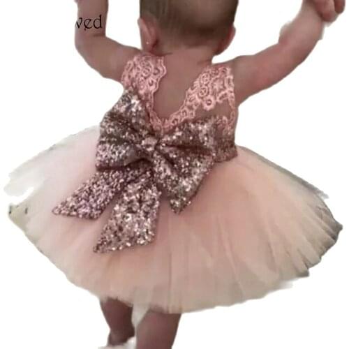 Gardenwed Pink Ball Gown Tiny Pageant Dresses for Girls Primera Comunión Little Bride Dresses Lace Bow Knot Cute Tulle Gown