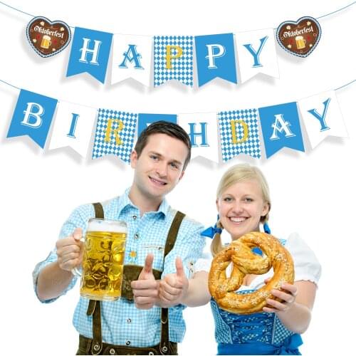 BA285 Blue German Oktoberfest Festivals Household Paper Happy Birthday Party Carnival Banners Party Night Club Decors Banners