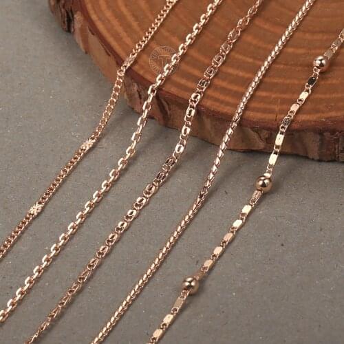 2mm 3mm Wide Thin Necklace Choker for Women Girls 585 Rose Gold Chain Female Wedding Party Jewelry Gifts 50cm DCN16