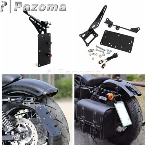 Black Motorcycle Tail Light Side Mount License Plate Bracket for Harley Iron 883 XL883 XL1200