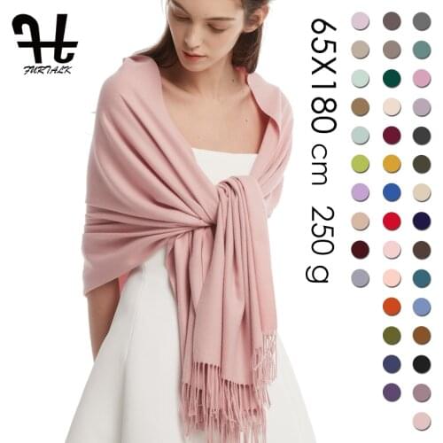 FURTALK Women Cashmere Scarf and Wrap Winter Plaid Scarf Pashmina Poncho Shawls Scarf Hijab 2019 Luxury Brand foulard femme