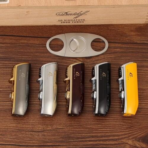 GALINER Jet Cigar Lighter Punch Gas Butane Torch Lighter Smoking Fire Starters Tobacco Accessories Metal Cigar Cutter Knife